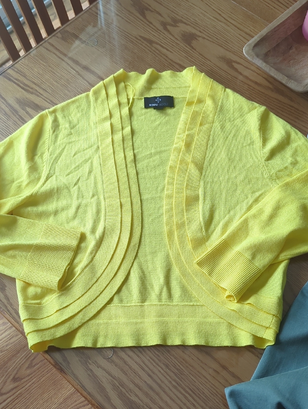 Ronni Nicole Bright Yellow Open-Front Cropped Cardigan